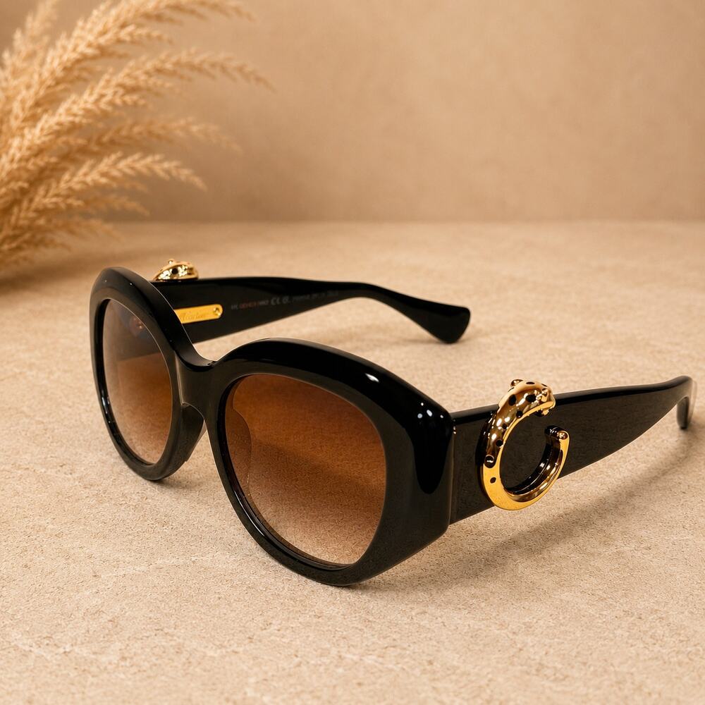 Cartier CT0502S Black Butterfly Sunglasses Grey Gradient Lenses - Picture 5 of 5